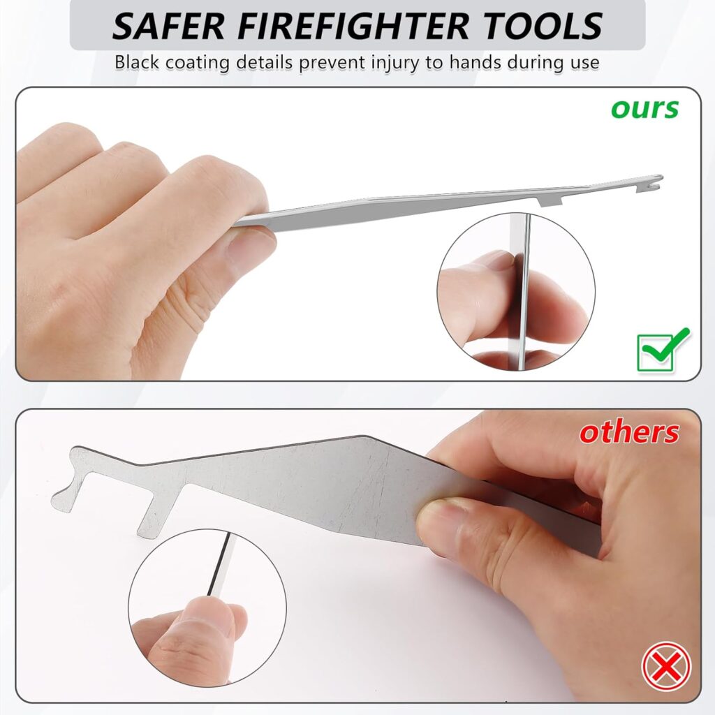 2 Pack Firefighter Tools,Firefighting Tools,Multipurpose Leverage Tool,Spring Steel,Pry Tool Hand Tools with 5-inch Scale,Silver